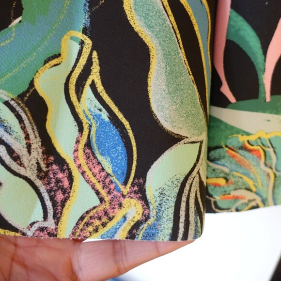 H&M scuba floral Hawaiian midi circle Neoprene skirt 6 4 - Picture 3 of 16